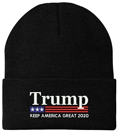 Trendy Apparel Shop Trump Keep America Great 2020 Flag Embroidered Winter Knitted Long Beanie