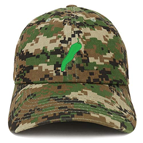 Trendy Apparel Shop Jalapeno Pepper Embroidered Soft Crown 100% Brushed Cotton Cap