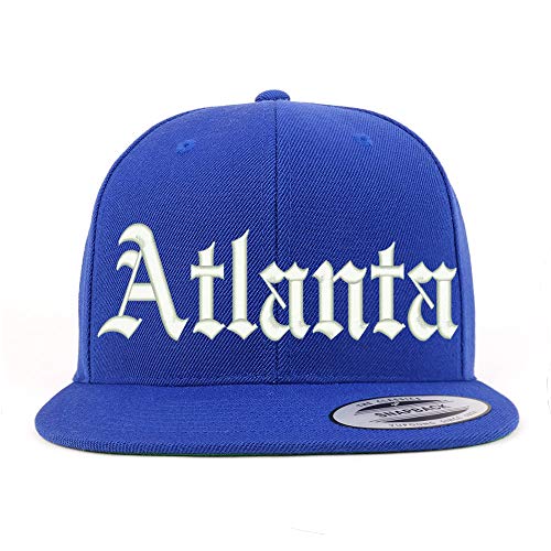 Trendy Apparel Shop Old English Font Atlanta City Embroidered Flat Bill Cap
