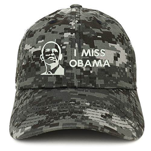 Trendy Apparel Shop I Miss Obama and Portrait Embroidered Brushed Cotton Cap