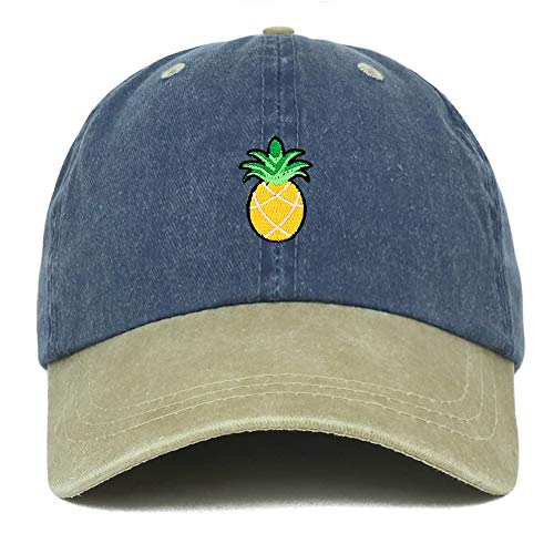 Trendy Apparel Shop Pineapple Patch Pigment Dyed Washed Two Tone Baseball Cap