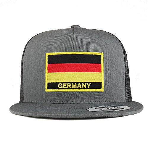 Trendy Apparel Shop Germany Flag 5 Panel Flatbill Trucker Mesh Snapback Cap