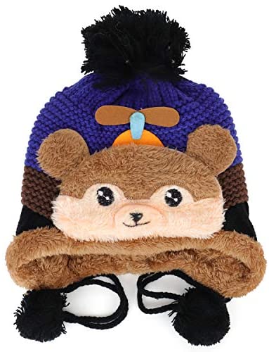 Trendy Apparel Shop Kid's Youth Size Bear Pom Knit Beanie with Tassel