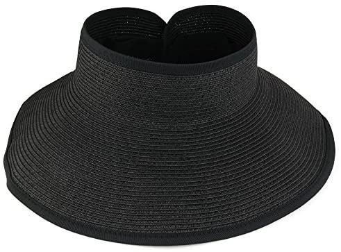 Trendy Apparel Shop Womens Roll Up Paper Braid Straw Toyo Large Visor Hat