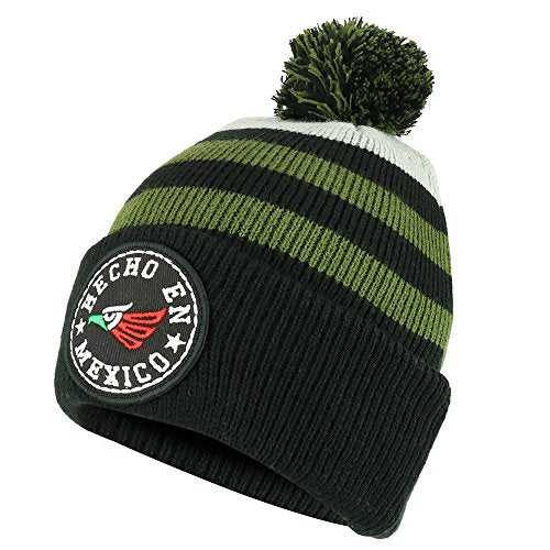 Trendy Apparel Shop Hecho EN Mexico Cara Cara Eagle Embroidered Winter Pom Pom Beanie