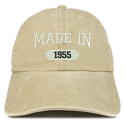 Trendy Apparel Shop Made in 1955 Embroidered 66th Birthday Washed Baseball Cap