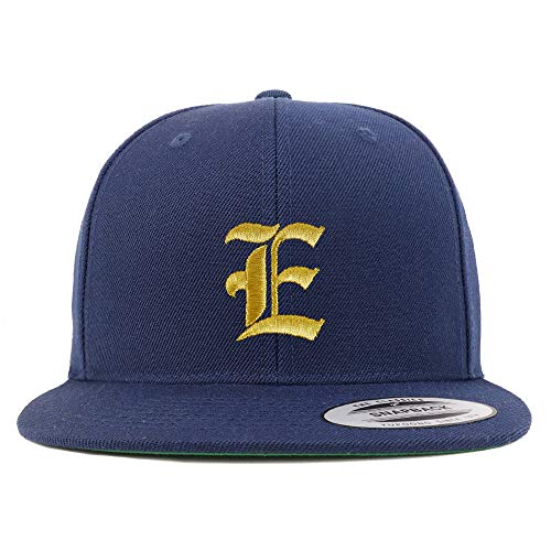 Trendy Apparel Shop Old English Gold E Embroidered Snapback Flatbill Baseball Cap