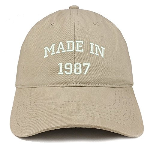 Trendy Apparel Shop Made in 1987 Text Embroidered 34th Birthday Brushed Cotton Cap