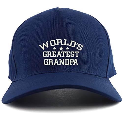 Trendy Apparel Shop World's Greatest Grandpa Embroidered Oversized 5 Panel XXL Baseball Cap