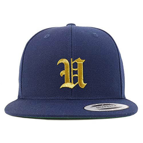 Trendy Apparel Shop Old English Gold U Embroidered Snapback Flatbill Baseball Cap