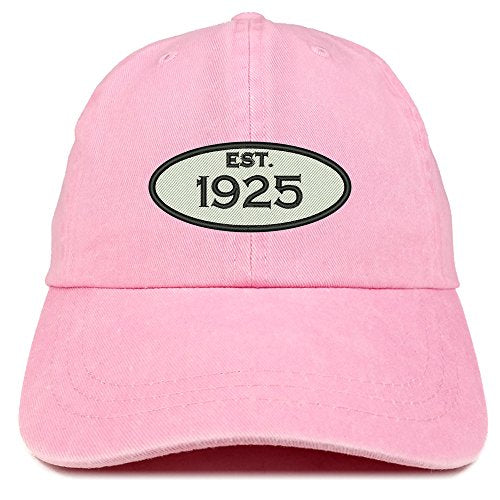 Trendy Apparel Shop Established 1925 Embroidered 96th Birthday Gift Pigment Dyed Washed Cotton Cap