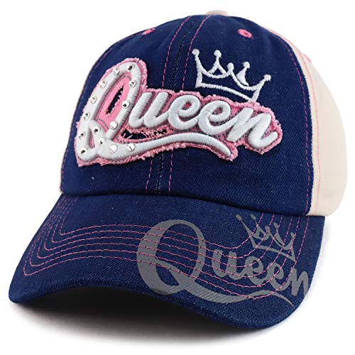 Trendy Apparel Shop Queen Crown Embroidered Unstructured Baseball Cap