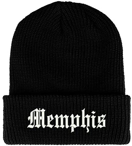 Trendy Apparel Shop Old English Font Memphis City Embroidered Ribbed Cuff Knit Beanie