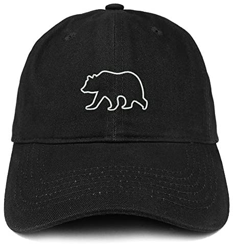Trendy Apparel Shop Grizzly Bear Outline Embroidered Soft Cotton Dad Hat