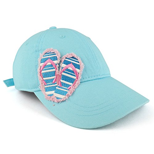 Trendy Apparel Shop Vintage Frayed Heart Flip Flops Embroidered Patch Unstructured Baseball Cap