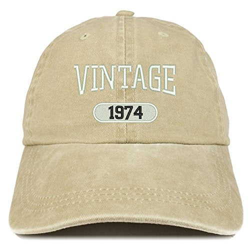 Trendy Apparel Shop Vintage 1974 Embroidered 47th Birthday Soft Crown Washed Cotton Cap