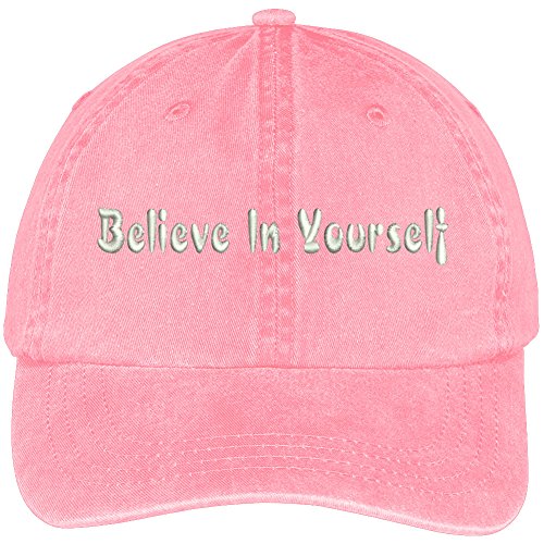 Trendy Apparel Shop Believe In Yourself Embroidered Washed Cotton Adjustable Cap