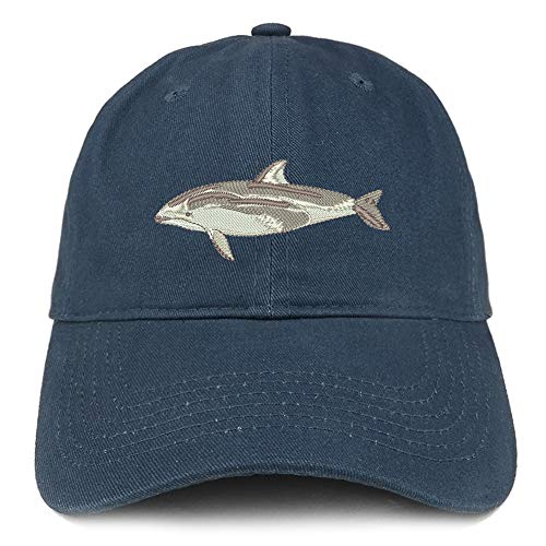Trendy Apparel Shop Pacific White Dolphin Embroidered Brushed Cotton Cap
