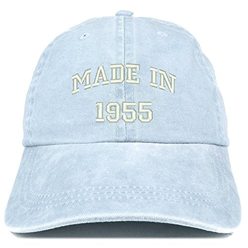 Trendy Apparel Shop Made in 1955 Text Embroidered 66th Birthday Washed Cap