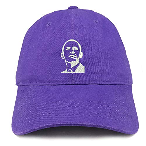 Trendy Apparel Shop Barack Obama Portrait Embroidered Brushed Cotton Cap