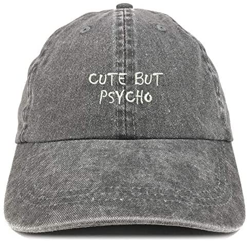Trendy Apparel Shop Cute But Psycho Embroidered Washed Cotton Adjustable Cap