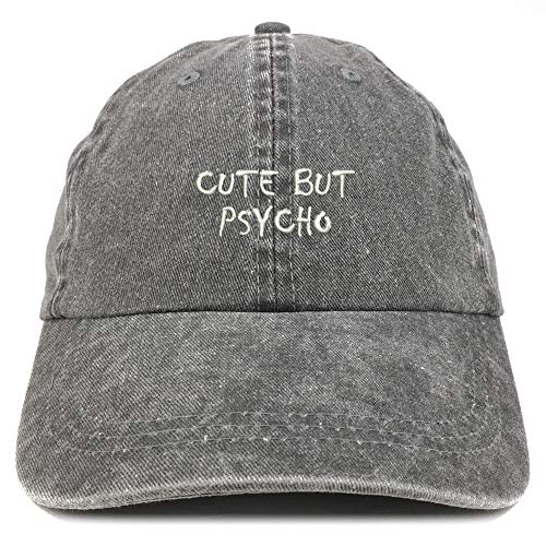 Trendy Apparel Shop Cute But Psycho Embroidered Washed Cotton Adjustable Cap