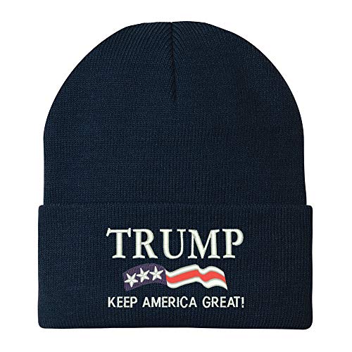 Trendy Apparel Shop Trump Keep America Great Embroidered Winter Knitted Long Beanie