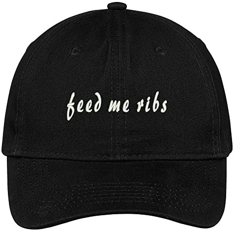 Trendy Apparel Shop Feed Me Ribs Embroidered Low Profile Cotton Cap Dad Hat