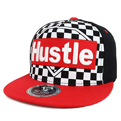 Trendy Apparel Shop Hustle 3D Embroidered Checkered Front Flatbill Snapback Hat