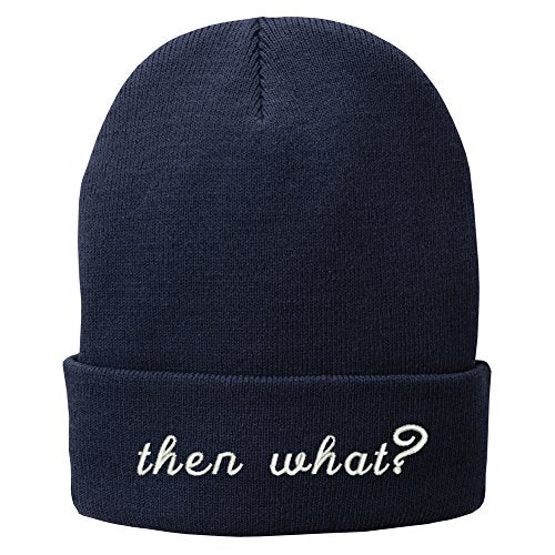 Trendy Apparel Shop Then What? Embroidered Winter Cuff Long Beanie