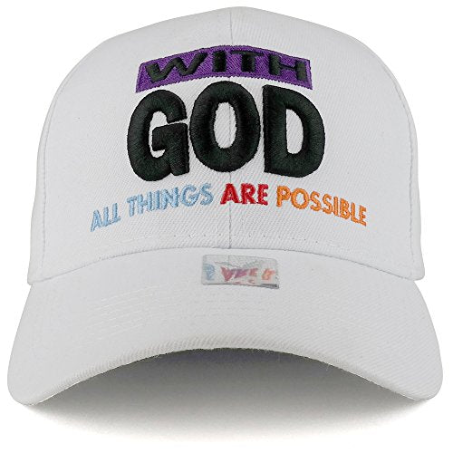 Trendy Apparel Shop with GOD All Things are Possible Embroidered Structured Baseball Cap