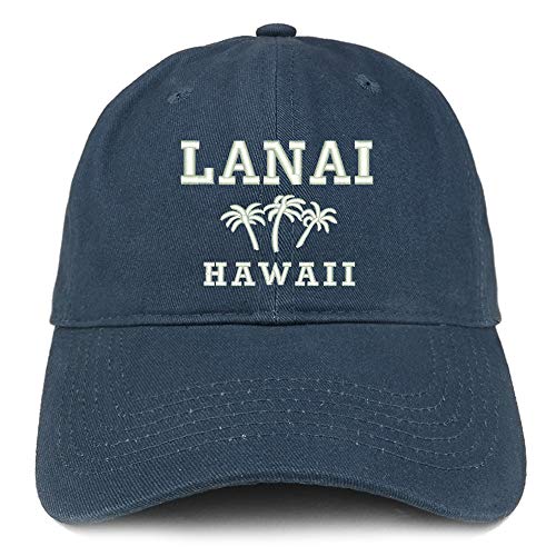 Trendy Apparel Shop Lanai Hawaii and Palm Tree Embroidered Brushed Cap