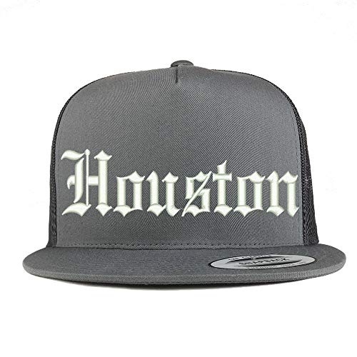 Trendy Apparel Shop Old English Font Houston City Embroidered 5 Panel Mesh Cap