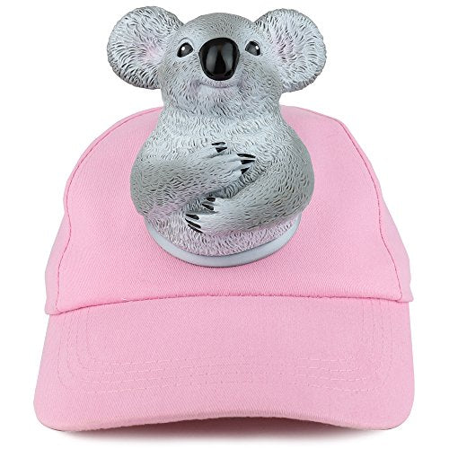 Trendy Apparel Shop 3D Koala Front and Back Funny Animal Costume Baseball Cap- Pink