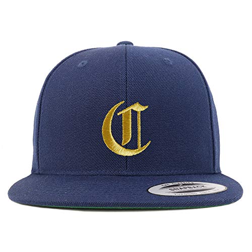 Trendy Apparel Shop Old English Gold C Embroidered Snapback Flatbill Baseball Cap