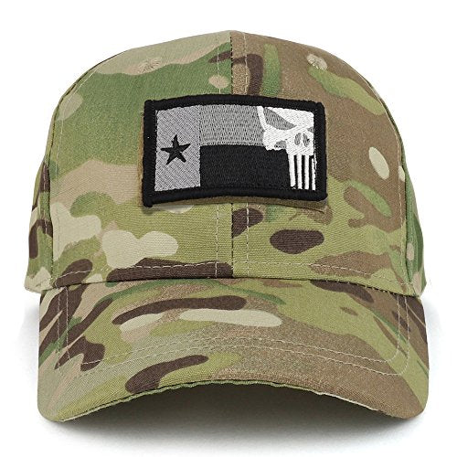 Trendy Apparel Shop Youth Punisher Skull Texas State Flag Patch Tactical Cap