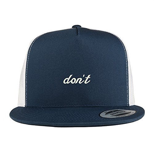 Trendy Apparel Shop Don't Embroidered 5 Panel Flat Bill 2-Tone Trucker Mesh Cap