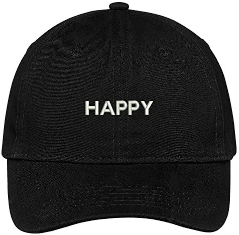 Trendy Apparel Shop Happy Embroidered Low Profile Soft Cotton Brushed Baseball Cap