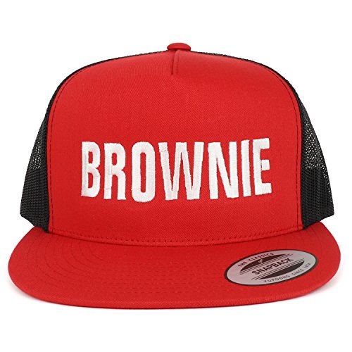 Trendy Apparel Shop Brownie Embroidered 5 Panel Flat Bill 2-Tone Mesh Cap