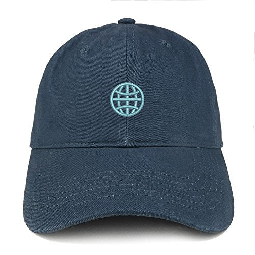 Trendy Apparel Shop Globe Emoticon Embroidered 100% Soft Brushed Cotton Low Profile Cap