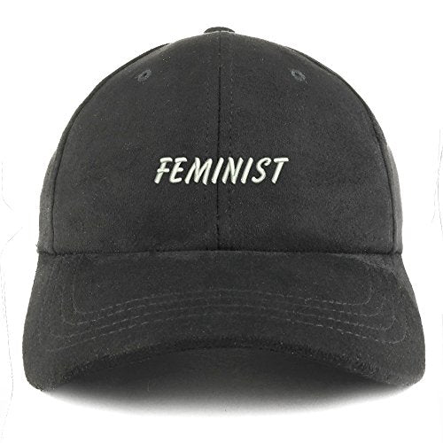 Trendy Apparel Shop Feminist Embroidered Faux Suede Leather Adjustable Cap