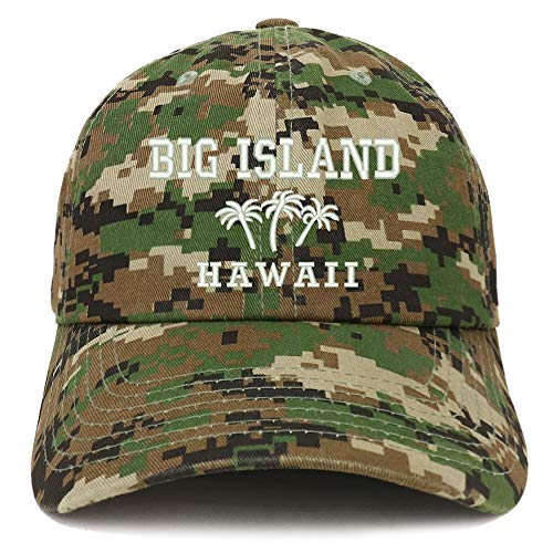 Trendy Apparel Shop Big Island Hawaii and Palm Tree Embroidered Brushed Cap