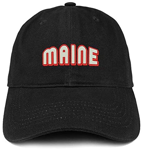 Trendy Apparel Shop Maine Bold Text Embroidered Soft Crown 100% Brushed Cotton Cap