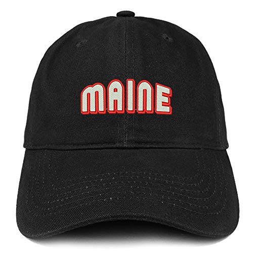 Trendy Apparel Shop Maine Bold Text Embroidered Soft Crown 100% Brushed Cotton Cap
