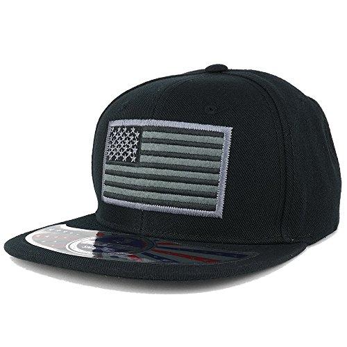 Trendy Apparel Shop USA Large American Flag Embroidered Flat Bill Snapback Cap
