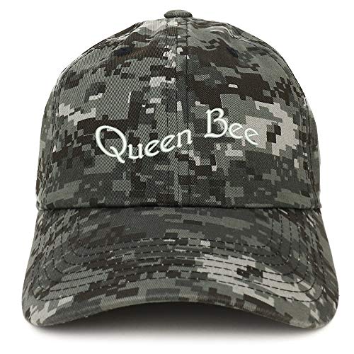 Trendy Apparel Shop Queen Bee Text Embroidered Soft Crown 100% Brushed Cotton Cap