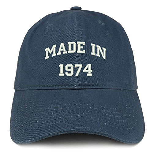 Trendy Apparel Shop Made in 1974 Text Embroidered 47th Birthday Brushed Cotton Cap