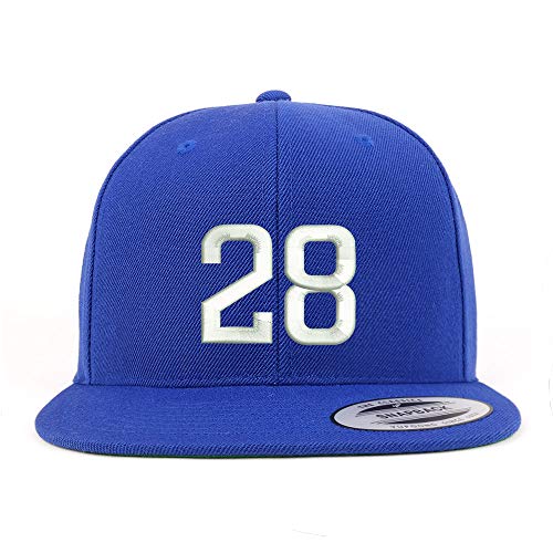 Trendy Apparel Shop Number 28 Embroidered Snapback Flatbill Baseball Cap