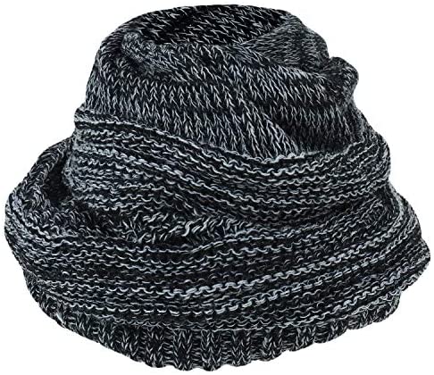 Trendy Apparel Shop 2 in 1 Winter Multi Knit Ponytail Slouchy Beanie Neck Warmer