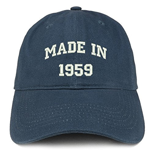 Trendy Apparel Shop Made in 1959 Text Embroidered 62nd Birthday Brushed Cotton Cap